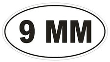 9 Mm Oval Bumper Sticker Or Helmet Sticker D2005 Euro Oval Gun Pistol Weapon