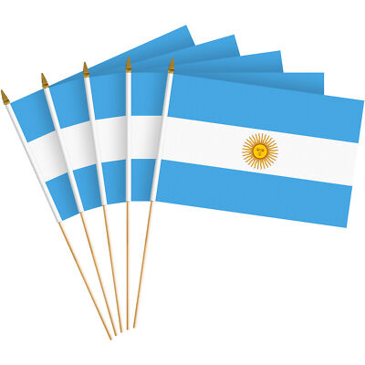 G128 12 Pack Handheld Argentina Argentinian Stick Flags 8x12 In Printed 150D