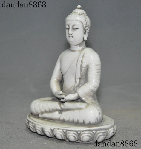  5"Tibet Buddhism Dehua White Porcelain Glaze Sakyamuni Shakyamuni Buddha Statue - Bild 7 von 12