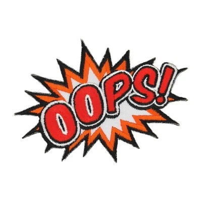 BP BRAUNERT PATCHES ab92★OOPS Aufnäher zum aufbügeln Bügelbild Patch Sprechblase Spruch 9,8 x 6,9 cm