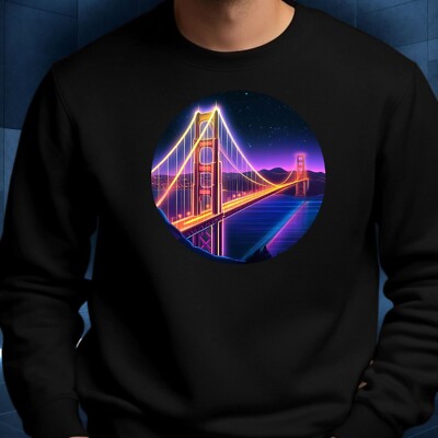 Golden Gate Bridge Neon Sweatshirt Cosy And Perfect For Any Occasion Sbis4XL