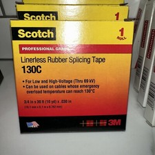 3M SCOTCH 130C LINERLESS RUBBER SPLICING TAPE 3/4 IN x 30 FT X .030