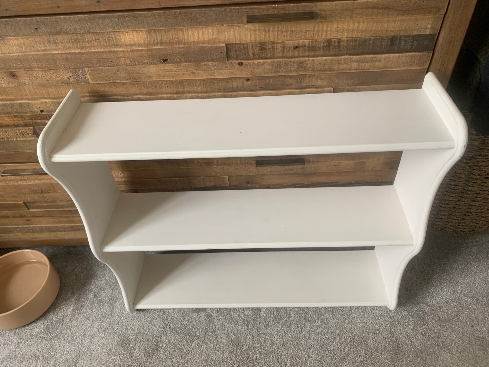 Vintage Rustic White Country Cottage Farmhouse Kitchen Wall Shelf Unit