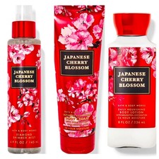 3 Lot Bath Body Works Japanese Cherry Blossom Shimmer Mist, Body Cream, Lotion