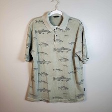 Woolrich Mens Polo Shirt All Over Print Fish AOP Medium M