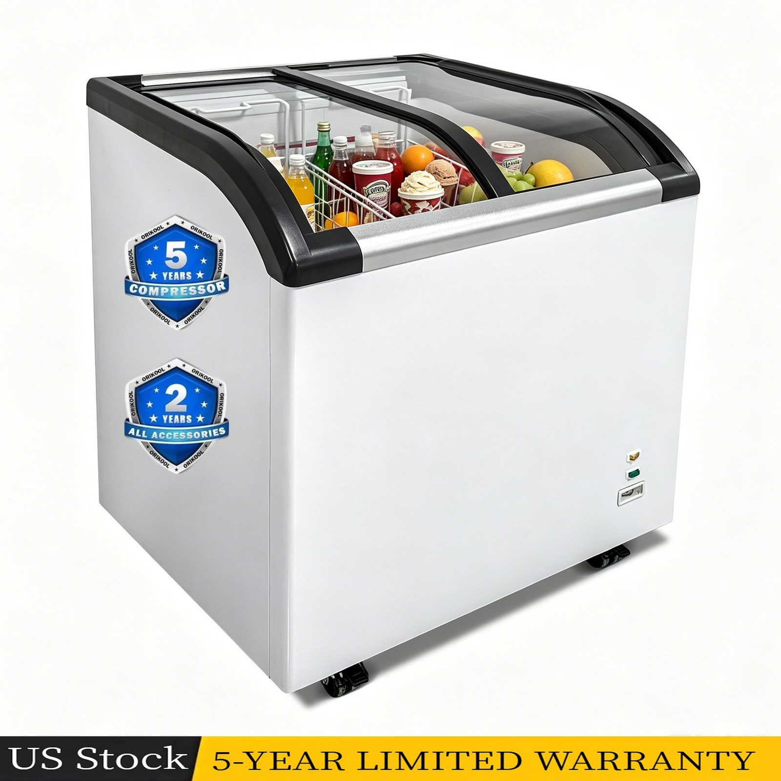 4.6 Cu.ft Curved Top Display Freezer Sliding Glass Lid Ice Cream Mobile Freezer