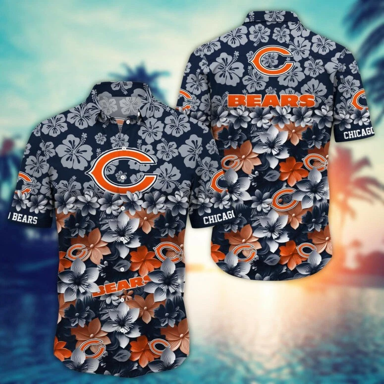 Chicago Bears Floral Hawaiian Shirt