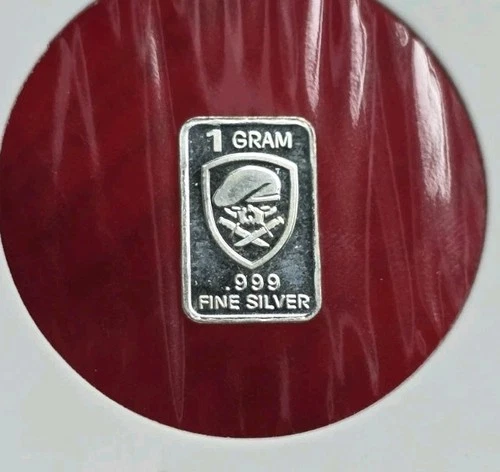 USA Armed Forces - 1 Gram .999 Fine Pure Silver Bullion Mini Bar Ingot Coin