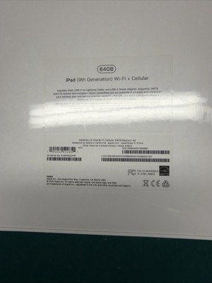 Apple iPad 9th Generation 64gb wifi + Cellular,￼ Space Gray