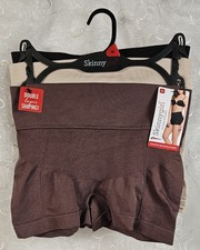 Skinny Girl 3 Pk Shaping Seamless Shorts M Double Layer Panel, Brown Beige Black