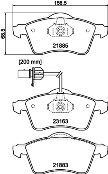 Bremsbelagsatz Scheibenbremse Hella Pagid 8DB 355 008-931 FüR VW T4 70C 7DK 70B-image