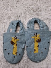 Liya's Lederpuschen Krabbelschuhe Hausschuhe Gr.29/30 Giraffe hellblau Getragen