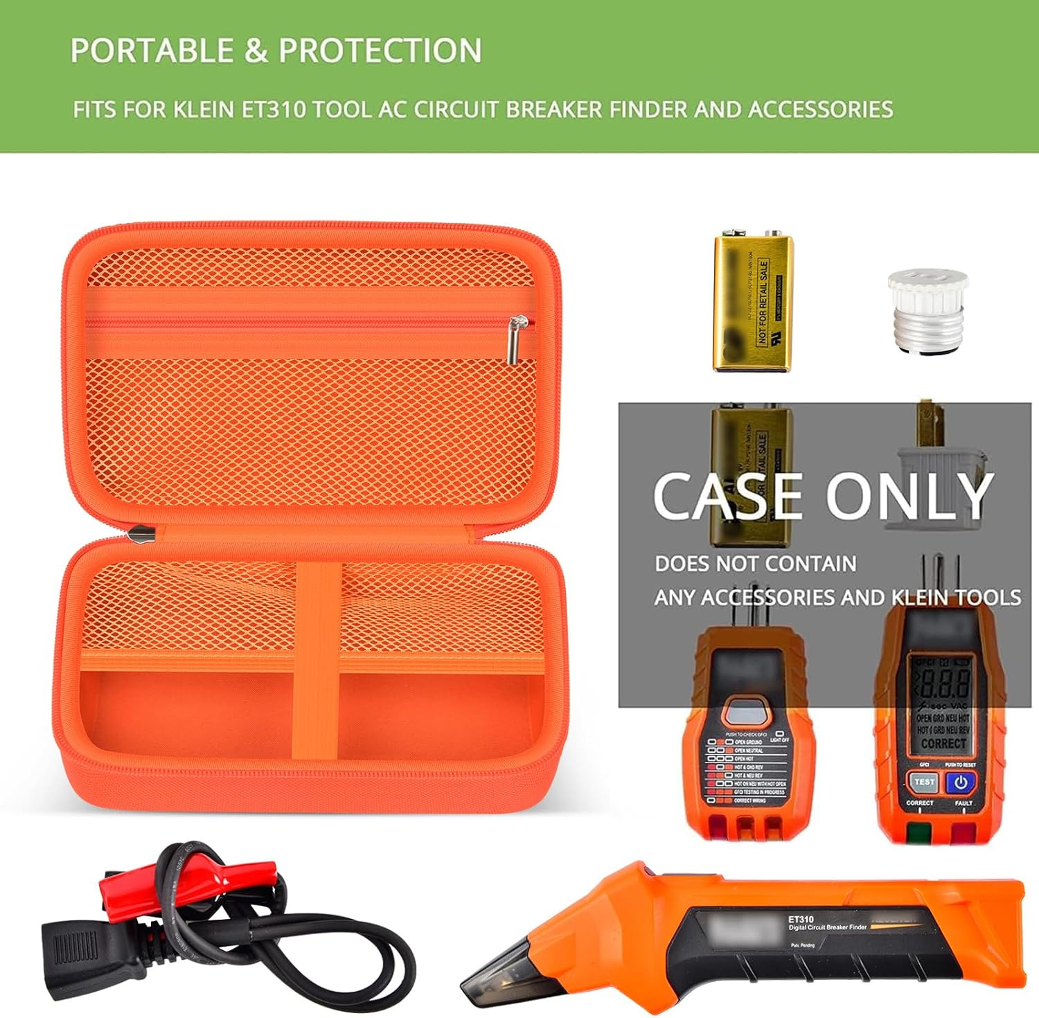 Case Compatible with Klein Tools ET310 AC Circuit Breaker Finder and Integrated 