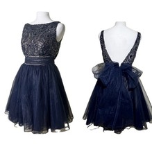 Sherri Hill Blue Rhinestone Dress Women’s Sz 0 Short Tulle Fairy  Prom Glam Sexy