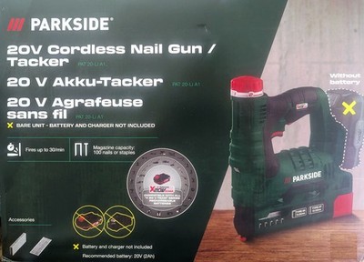 PARKSIDE Akku Tacker PAT 20 Li A1 inkl. Nägel und Klammern  LED Arbeitsleuchte