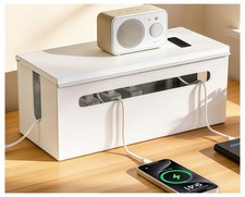 0.6mm Metal Cable Management Box - Large Organizer and Power White