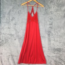 Womens Slip Dress Small Red Maxi Babydoll Coquette Open Back Lace Lingerie Fairy
