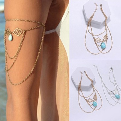Tassels Chain Upper Cuff UK Armband Armlet Turquoise Arm Bracelet Slave Fashion