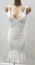 Lipsy Ivory Crochet Lace Bodycon Dress 8 Fishtail Mermaid Hem Bridal Hen Party