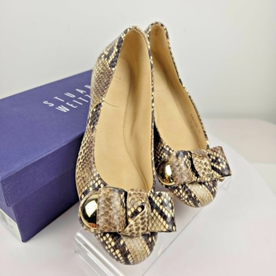 Stuart Weitzman Buono Roccia Serpent Snake Print Flats Womens 7M Saks NIB