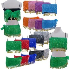 Womens Set Costume Dancewear Shiny 4-piece Jazz Outfit India Hip Scarf Stage