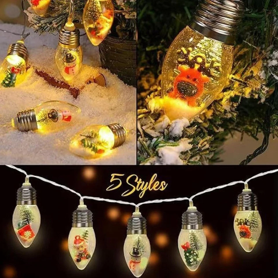 Christmas Tree String Light -10 LED Vintage Xmas Bubble Lights,6Ft Battery - Image 3 of 4