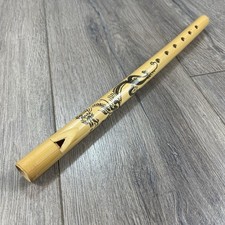 Chinese Bamboo Wood Wooden Flute Dragon Script Traditional Dizi Style 12.5 Size