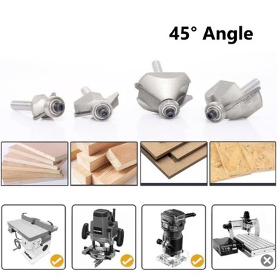 4Pcs 45 Degree Chamfer Routers Bit Forming Edges Hex Shank for Woodwork