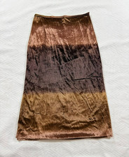 Retro 90s Y2k Velvet Medium Midi A-line Skirt Silk Blend Whimsy Colorblock Indie