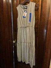 Lands' End Women's Size Large, 100 Lyocell Tiered Midi Dress, Tan, NWT