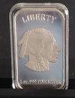 1 Oz Silver Liberty Indian Buffalo Bar .999 Fine