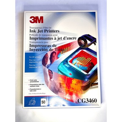 3M Transparency Film CG3460 For HP Color Ink Jet Printer 50 Sheets New 8.5''x 11''