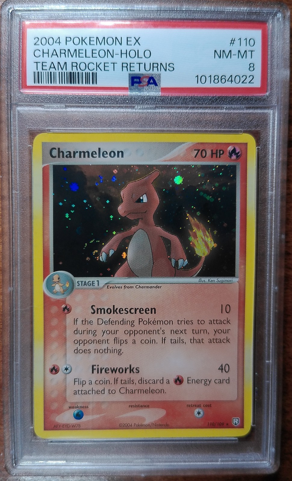 2004 Pokemon EX Team Rocket Returns Charmeleon 110 PSA 8 SWIRL  Secret Rare Holo