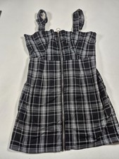 Forever 21 Plaid Jumper Dress Black Gray Size Medium zip front Overall