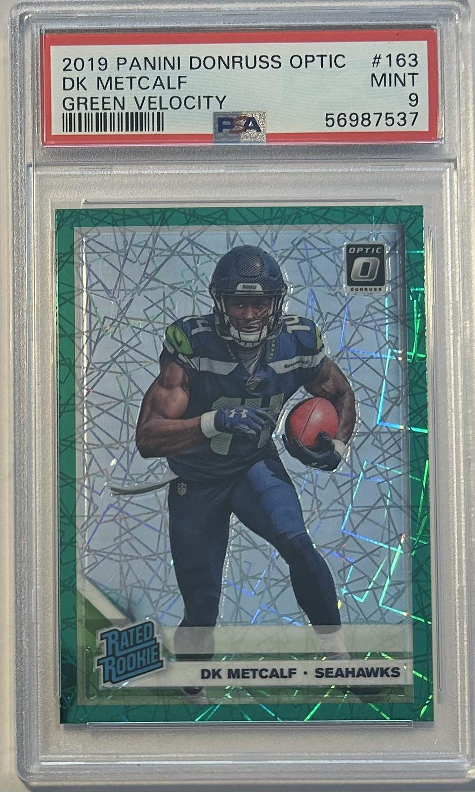 2019 Donruss Optic #163 DK Metcalf Green Velocity PSA 9