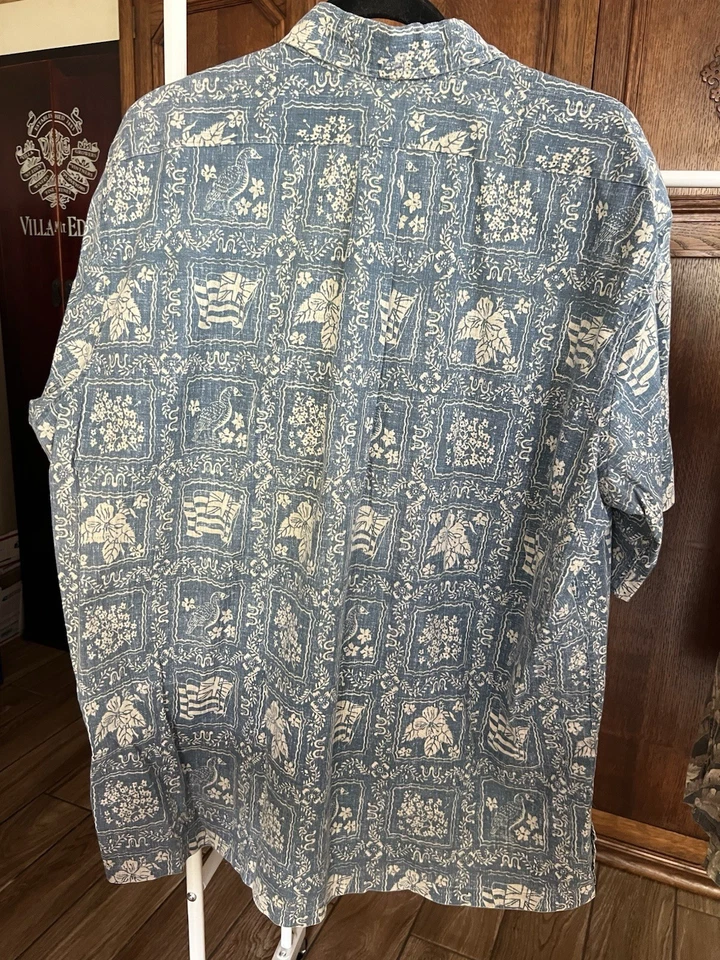 Camisa Hawaiana Manga Corta Reyn Spooner XL Azul Blanco Para Hombre Foto 4 de 4