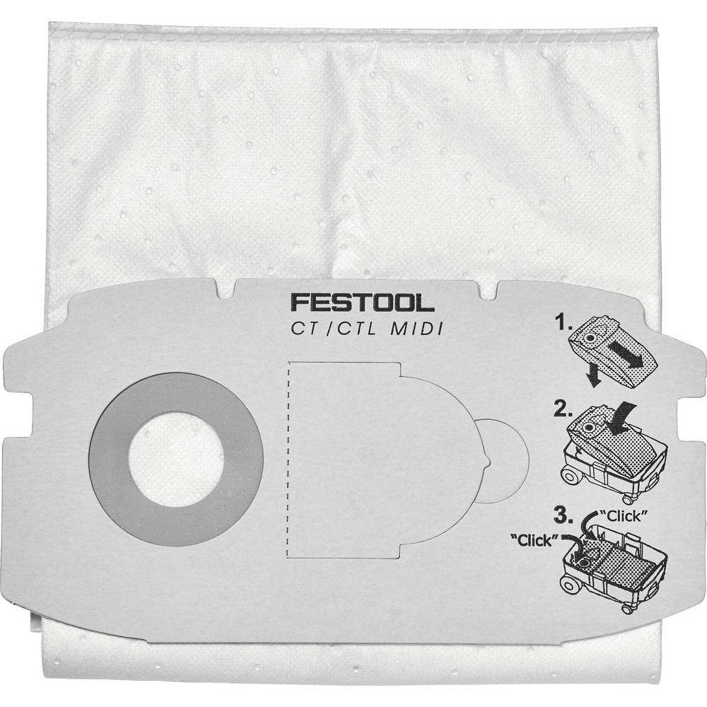 Festool 498411 Sac aspirateur haute filtration 15L en non-tissé - 5 pcs