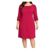 Calvin Klein Dress Womens 16 Pink Pleated Shift Career 3/4 Sleeve Boat Neck NWT
