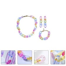 1 Set Durable Acrylic Earring Bracelet Necklace Set for Girls Colorful Jewelry