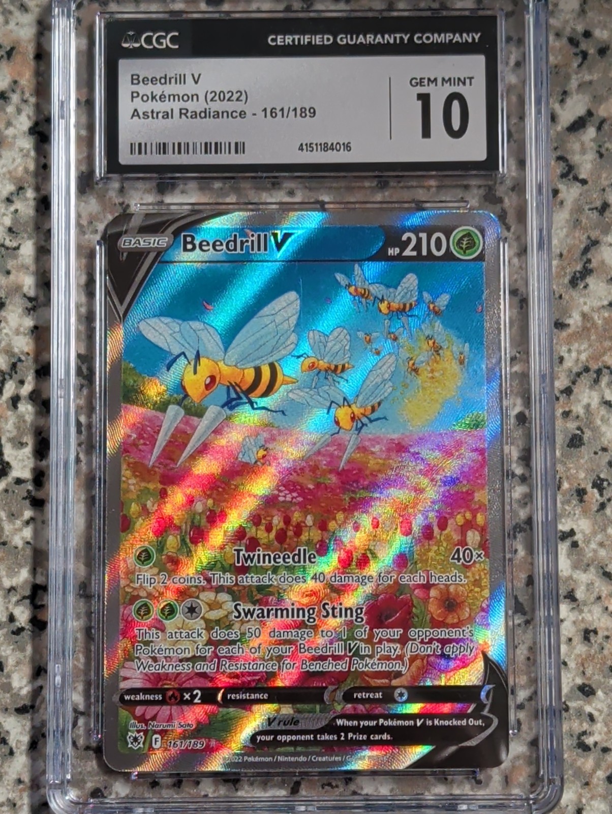 Pokemon Beedrill V (Alternate Full Art) 161/189 Astral Radiance Holo CGC 10