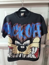 Vintage 1998 WB Looney Tunes Taz All Over Print Tasmanian Devil Medium Rare 