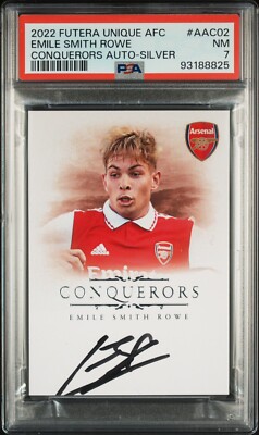 EMILE SMITH-ROWE PSA 7 2022 FUTERA ARSENAL CONQUERORS AUTOGRAPH SILVER #2/5 AUTO