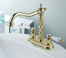 Gold Brass Ceramic Handle 4" Centerset Bathroom Sink Faucet Mixer Tap 2nf262