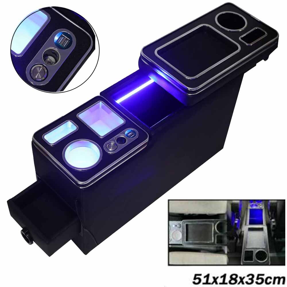 KAOLALI Mittelkonsole Für VW T4-T7 - Mit USB, LED & Stauraum Im Lederlook