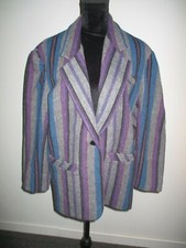 VINTAGE women's CHAD STEVENS gray/blue/purple WOOL blazer jacket - SIZE LARGE
