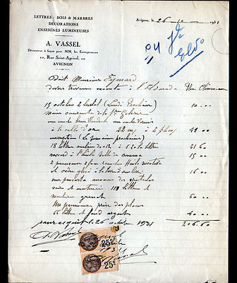 AVIGNON (84) DEKORATIONEN / LEUCHTSCHILDER ''A. VASSEL'' 1931