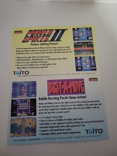 Flyer  TAITO =POWER SPIKES 2/BUST-A-MOVE  Game advertisement original see pic