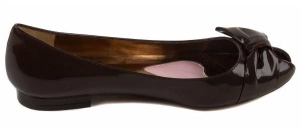 Nuevo PARIS HILTON Mujer Brn Charol Arco Punta abierta Sandalia Plana Zapato Talla 7 M Foto 2 de 3