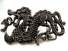 Large Antique Bronzetone Dragon Belt Buckle