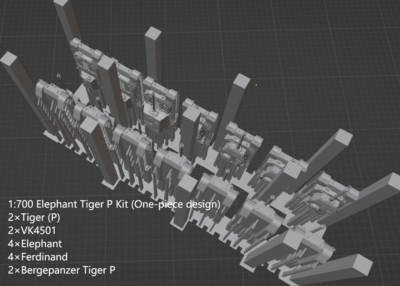 1:700 German heavy tank kit, Tiger,  Tiger P,  King Tiger tank, Jadgtiger